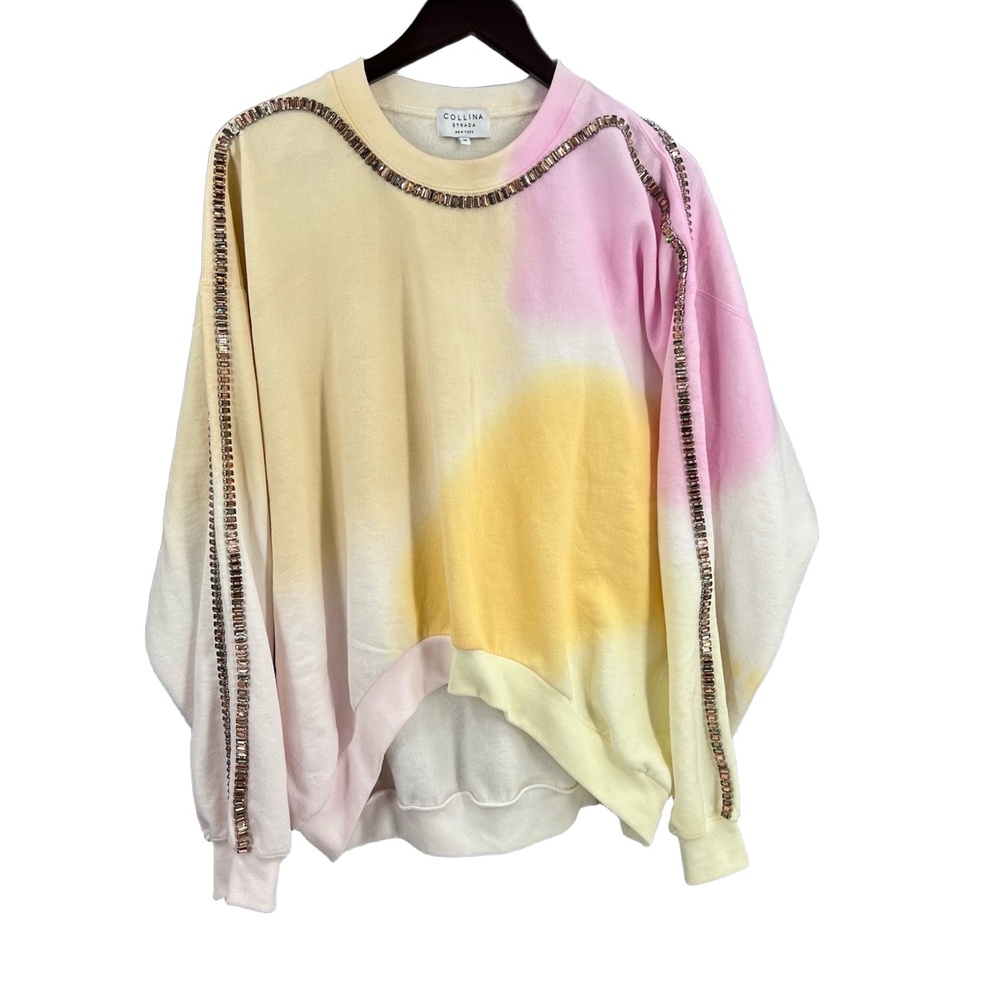 COLLINA STRADA‎ Gradient Tie Dye Sweatshirt Gemstone Trim Size M